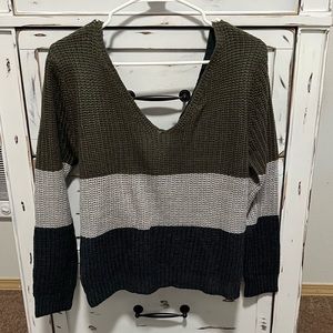 Striped sweater w/ open-back design